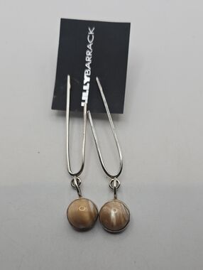 Lilly Barrack Sterling Silver Beige Abalone Shell Drop Earrings